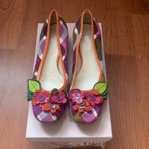 Mini Miu argyle flower shoes